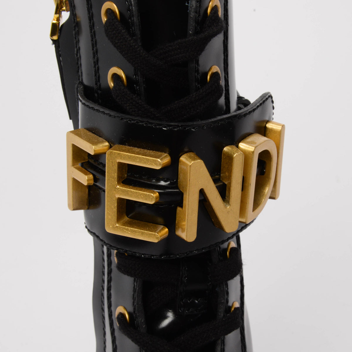 Fendi Black Calfskin Fendigraphy Biker Boots 38