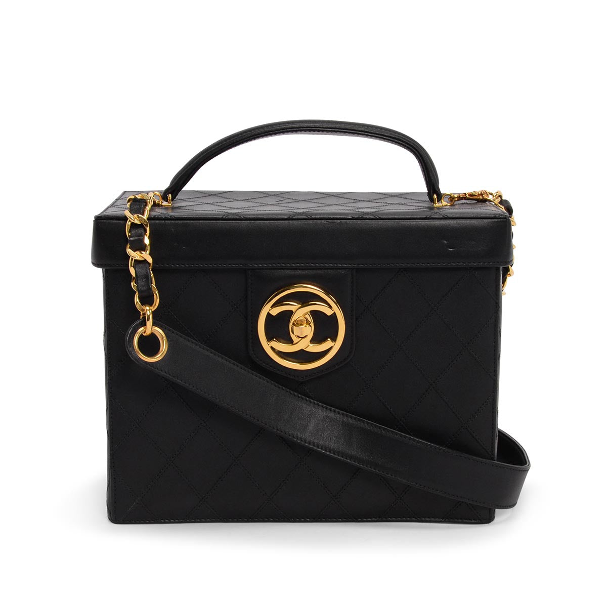 Chanel Black Quilted Lambskin CC Turnlock Vanity Case