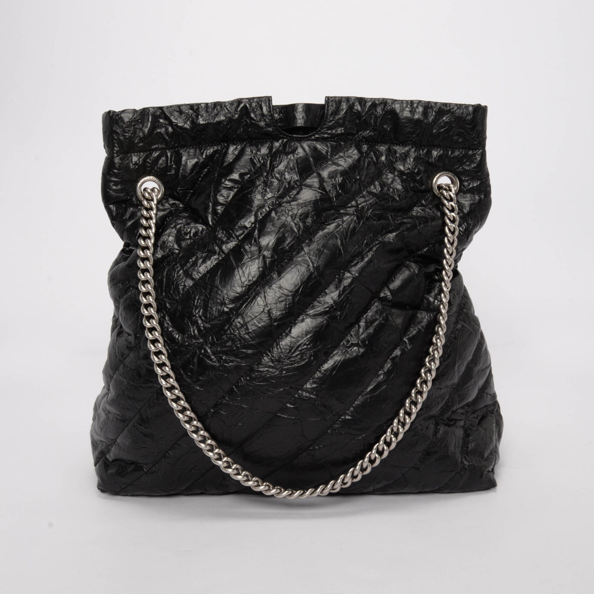 Balenciaga Black Quilted Calfskin Medium Crushed Tote