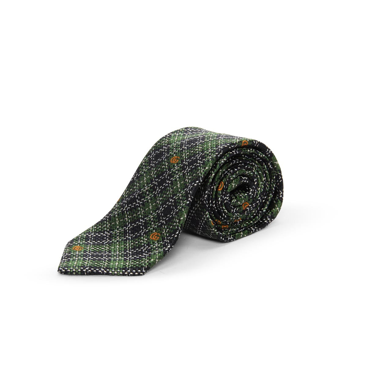 Gucci Green & Black Silk GG Check Tie