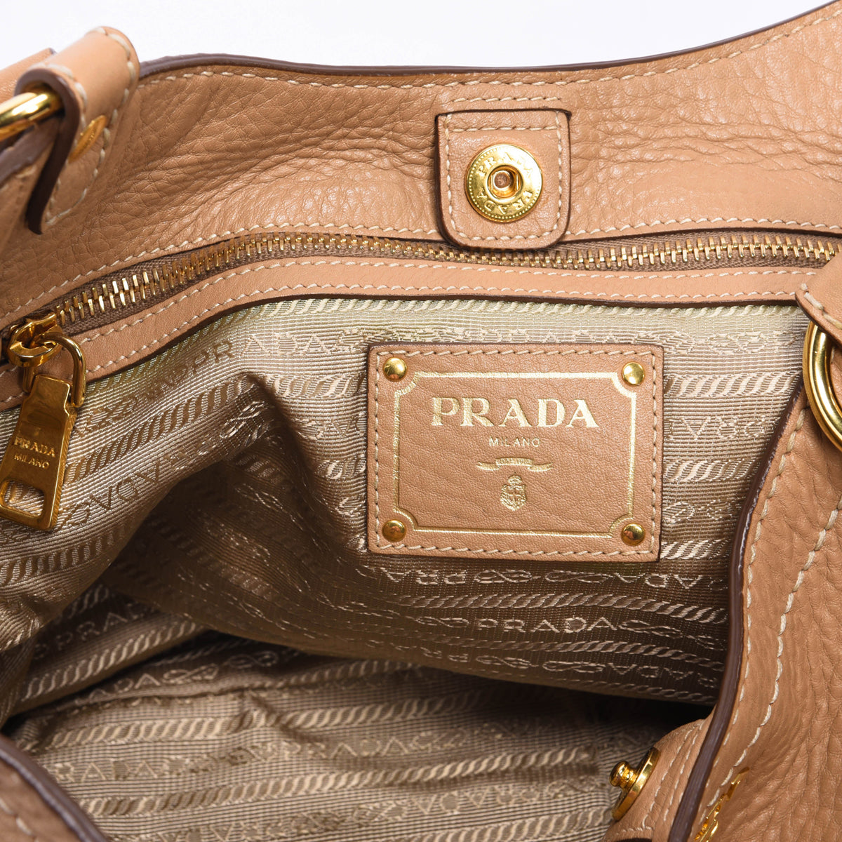Prada Sughero Vitello Daino Shopping Hobo Bag