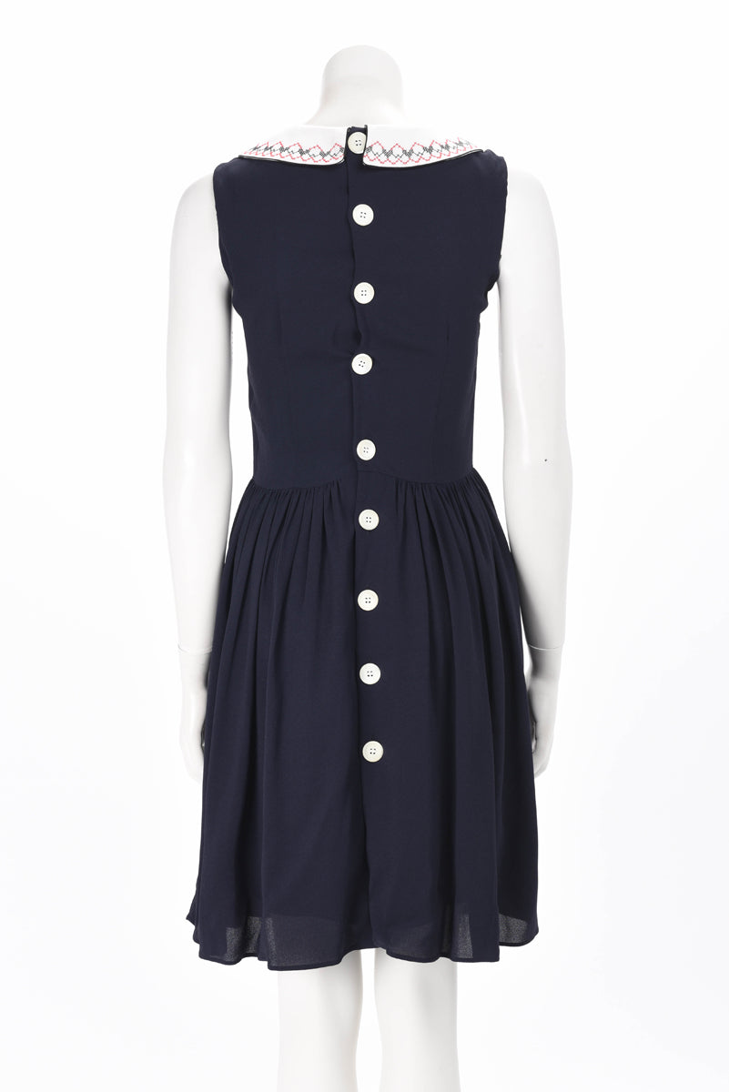 Miu Miu Navy Embroidered Dress IT 36