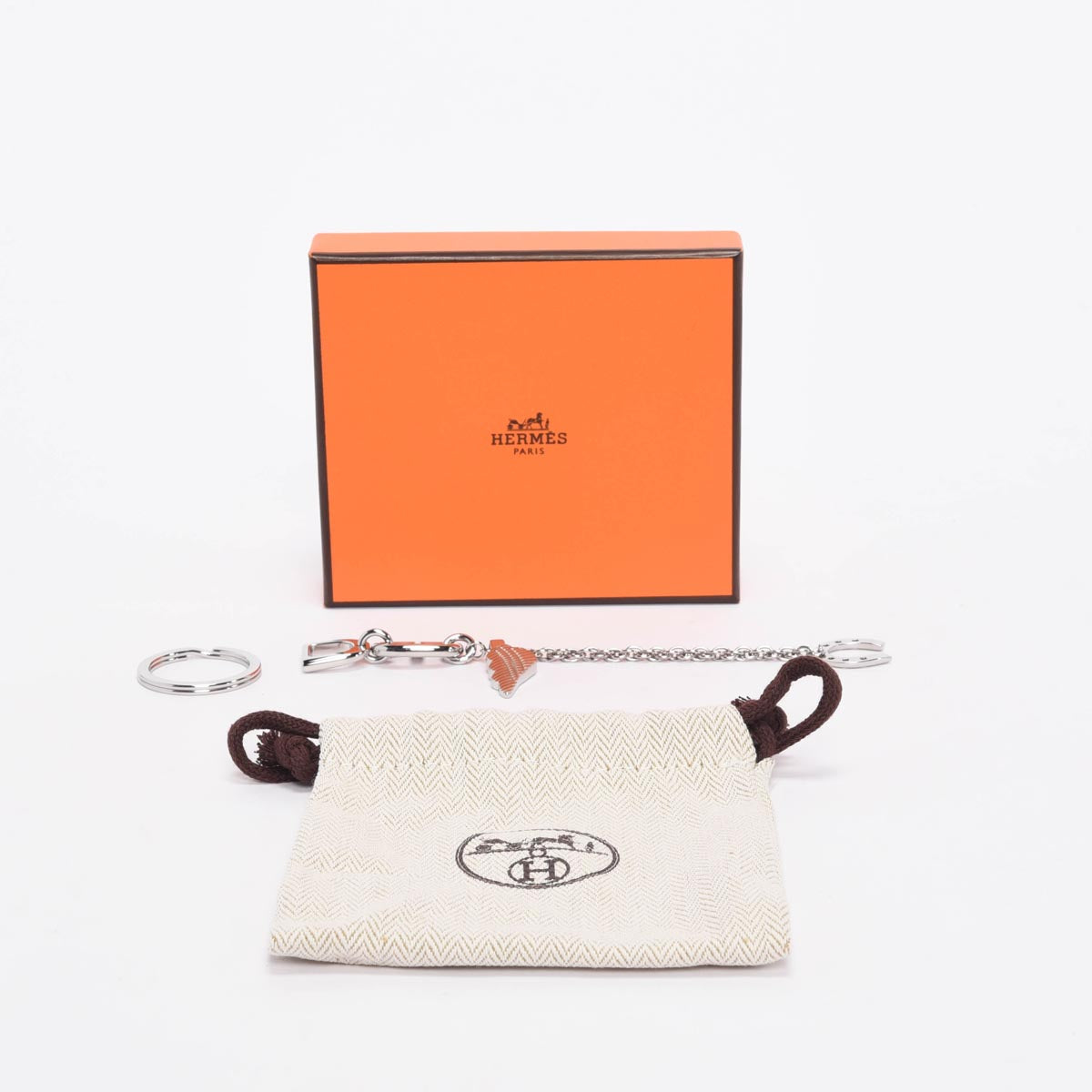 Hermes Palladium Plated Bon Voyage Key Ring