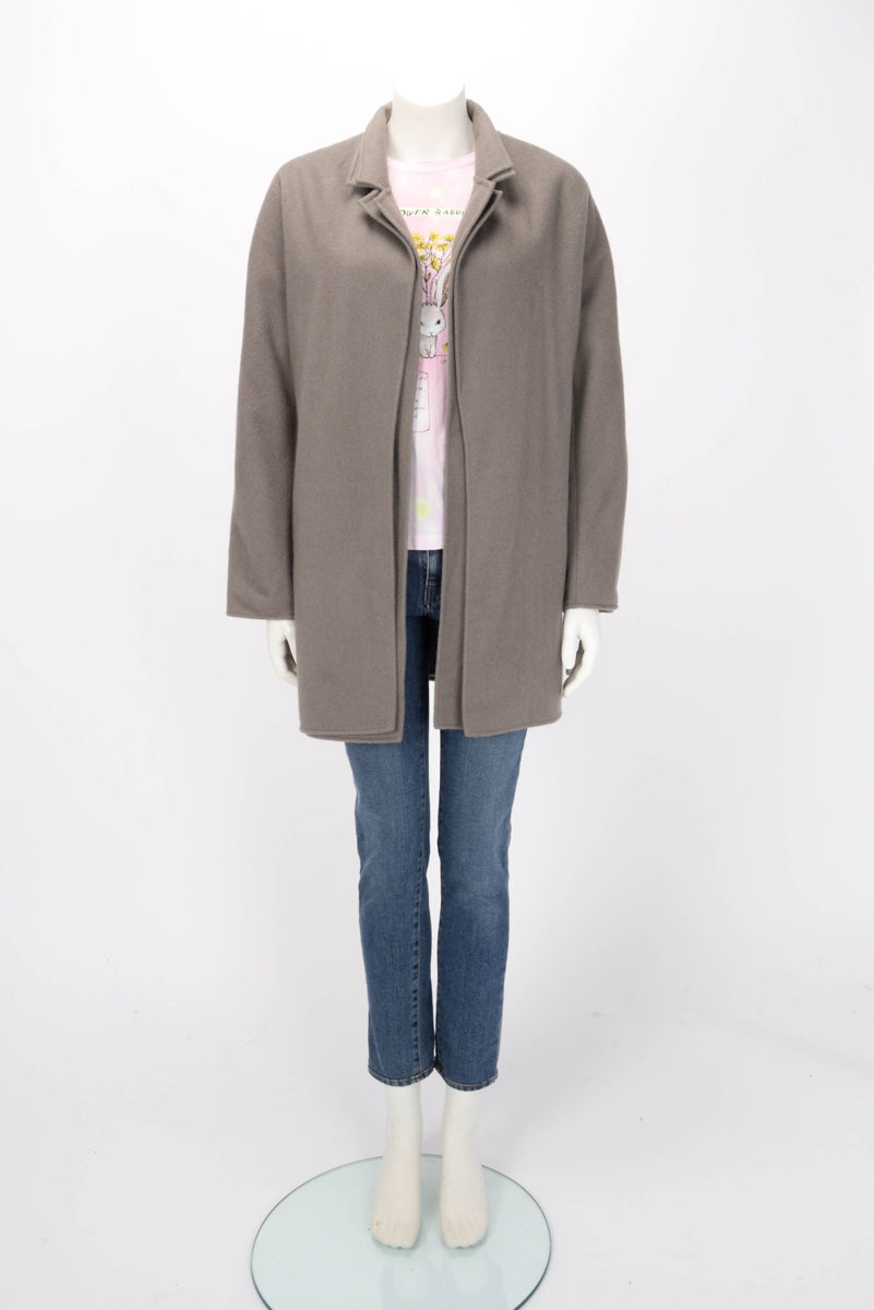 Hermes Grey Cashmere Double Layer Open Coat FR 40