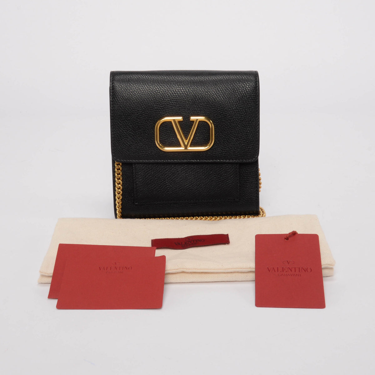 Valentino Black Grained Leather VSling Bag