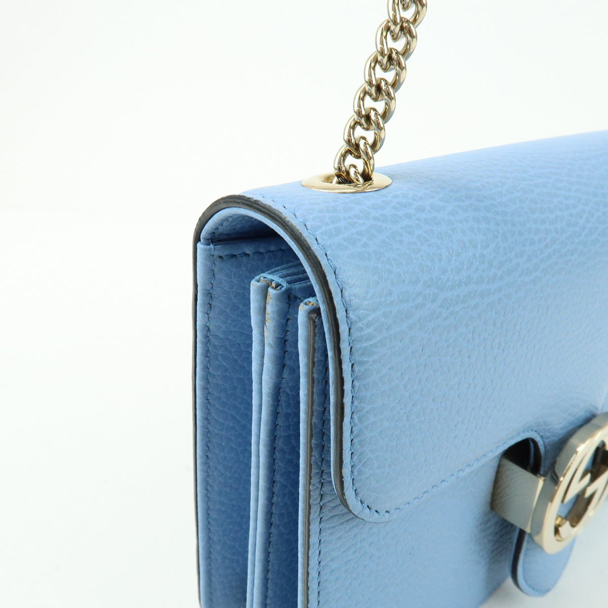 Gucci Light Blue Calfskin Interlocking G Shoulder Bag