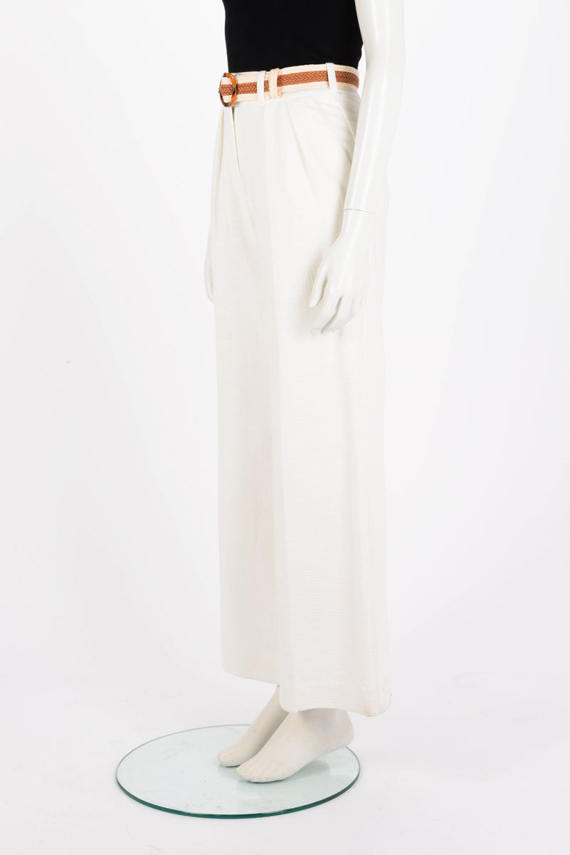 Zimmermann Ivory Cotton Devi Belted Pants OP