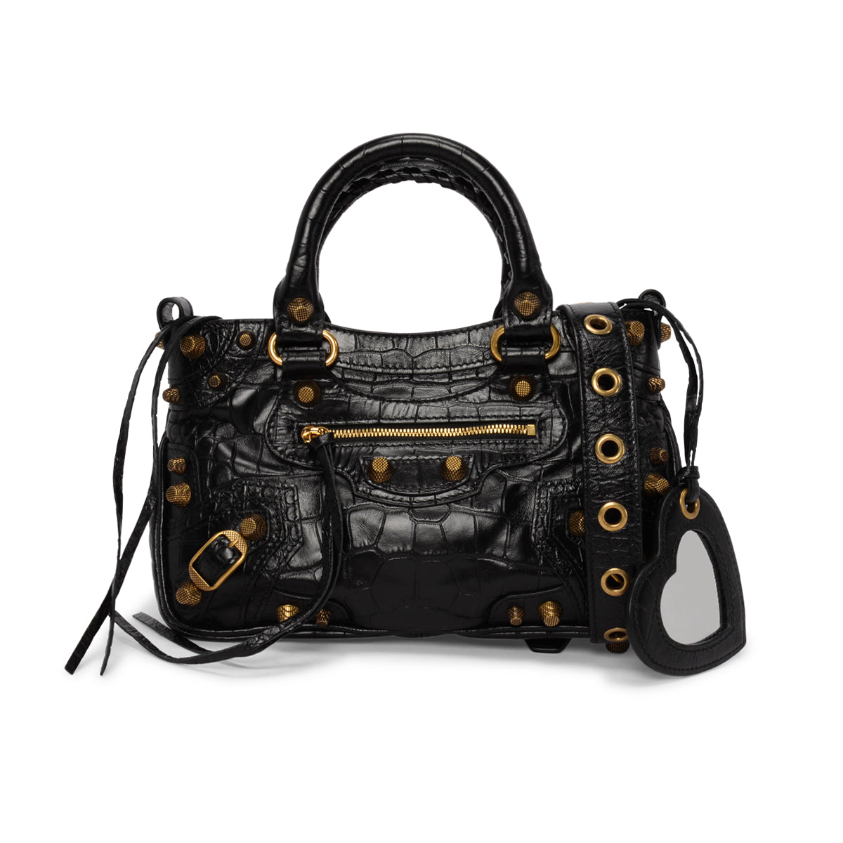 Balenciaga Black Moc Croc Small Neo Cagole Tote