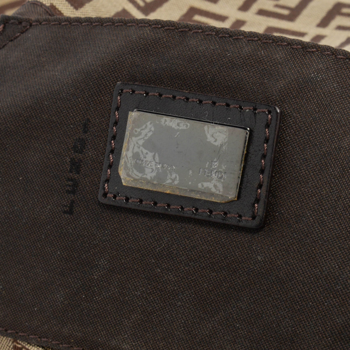 Fendi Brown Zucchino Canvas Long Baguette Bag
