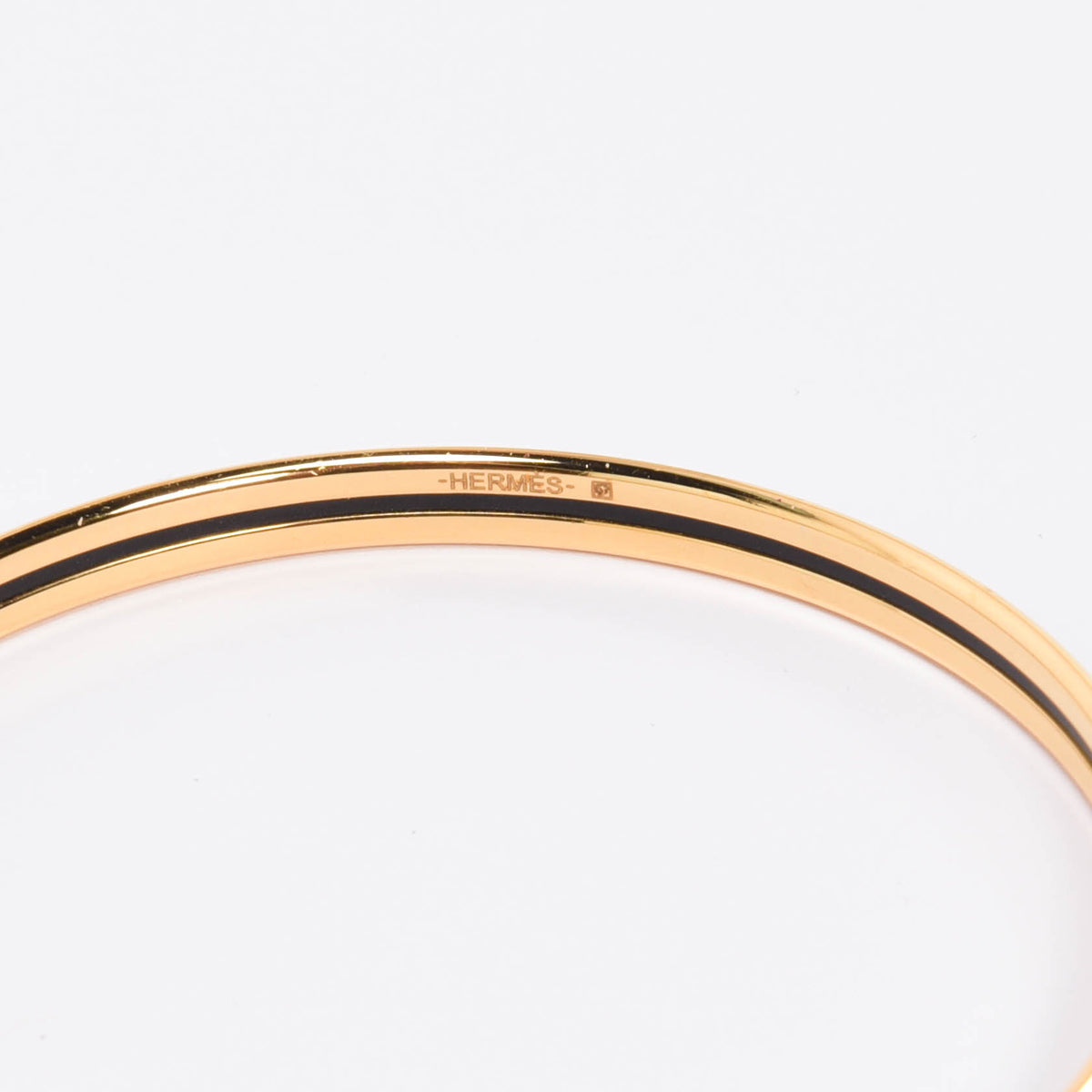 Hermes Black & Gold Enamel Uni Bangle
