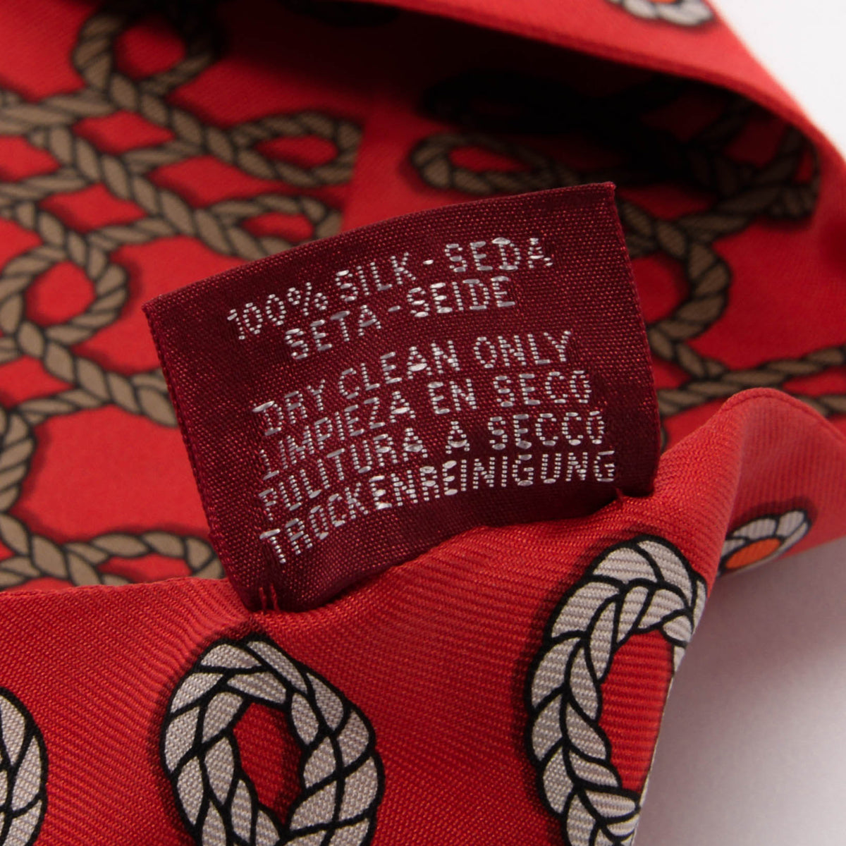Hermes Red Silk Galons Et Brandebourgs Twilly