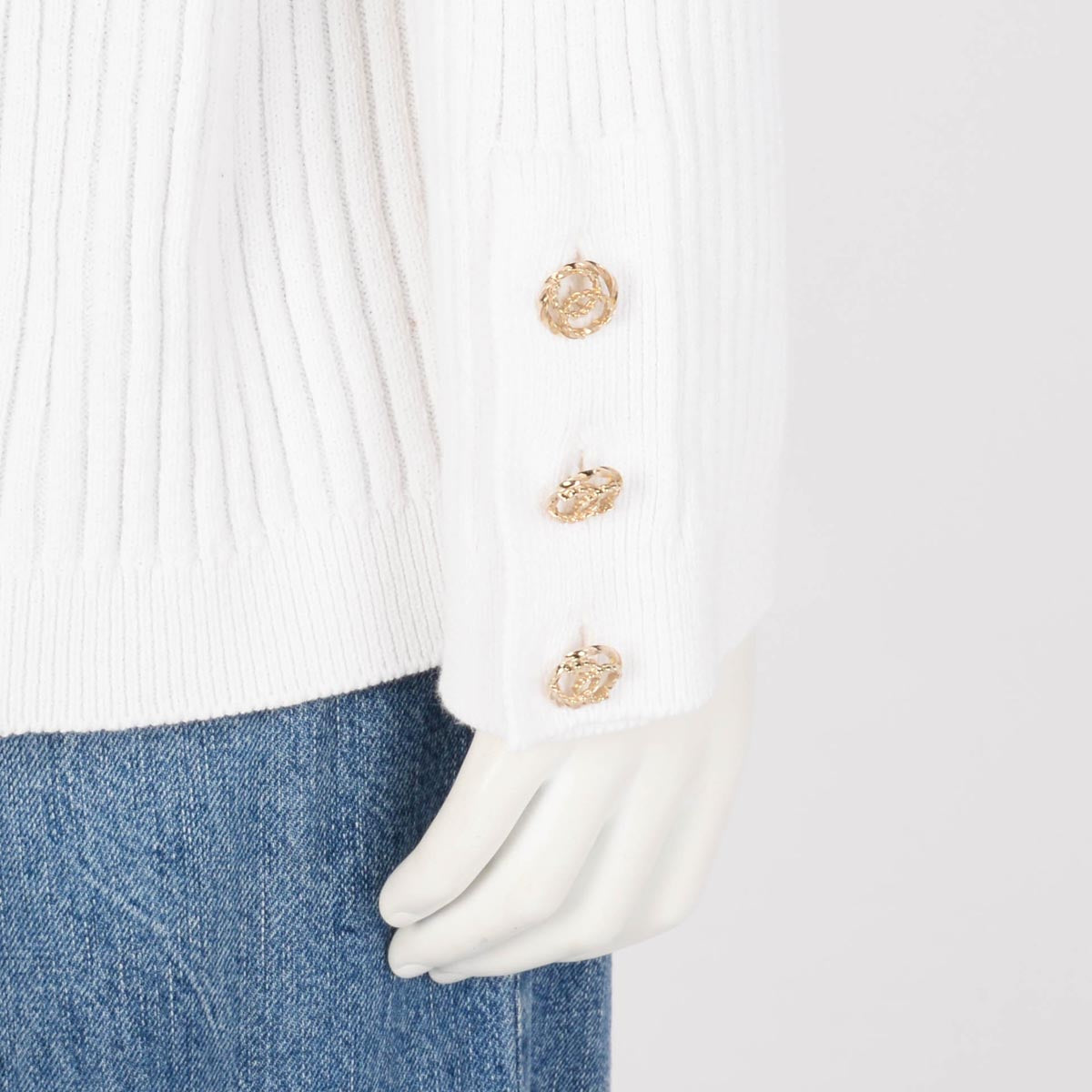 Chanel White Ribbed Cotton CC Long Cardigan FR 50