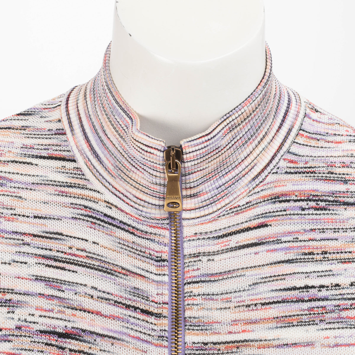 Missoni Pastel Striped Knit Zip Front Jacket IT 40