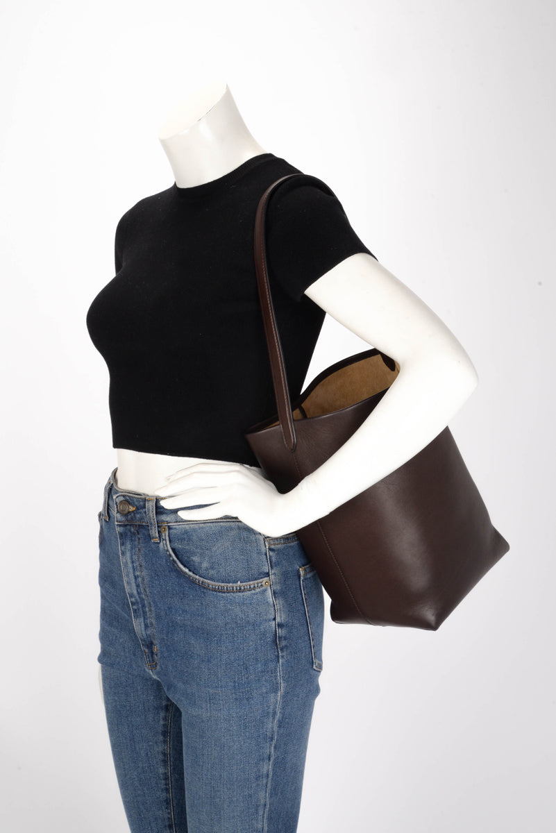 The Row Chestnut Saddle Leather Medium NS Park Tote