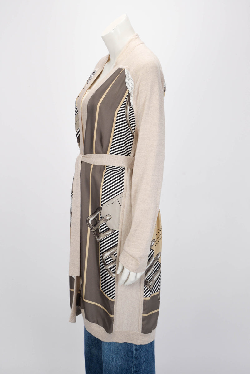 Hermes Ecru Knit Mors a Jouets Belted Cardigan FR 42