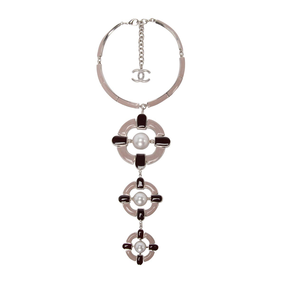 Chanel Pink & Burgundy Enamel Baroque Drop Pendant