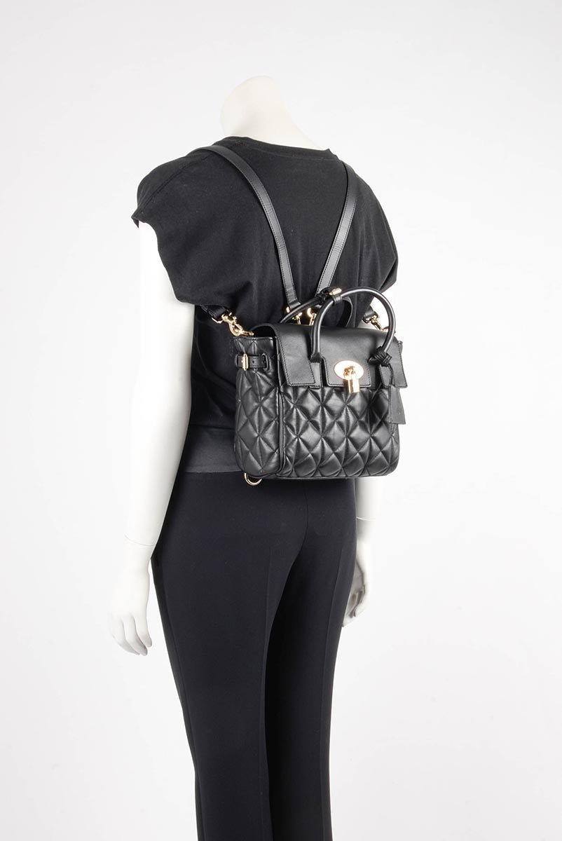 Mulberry Cara Delvigne Black Quilted Mini Backpack