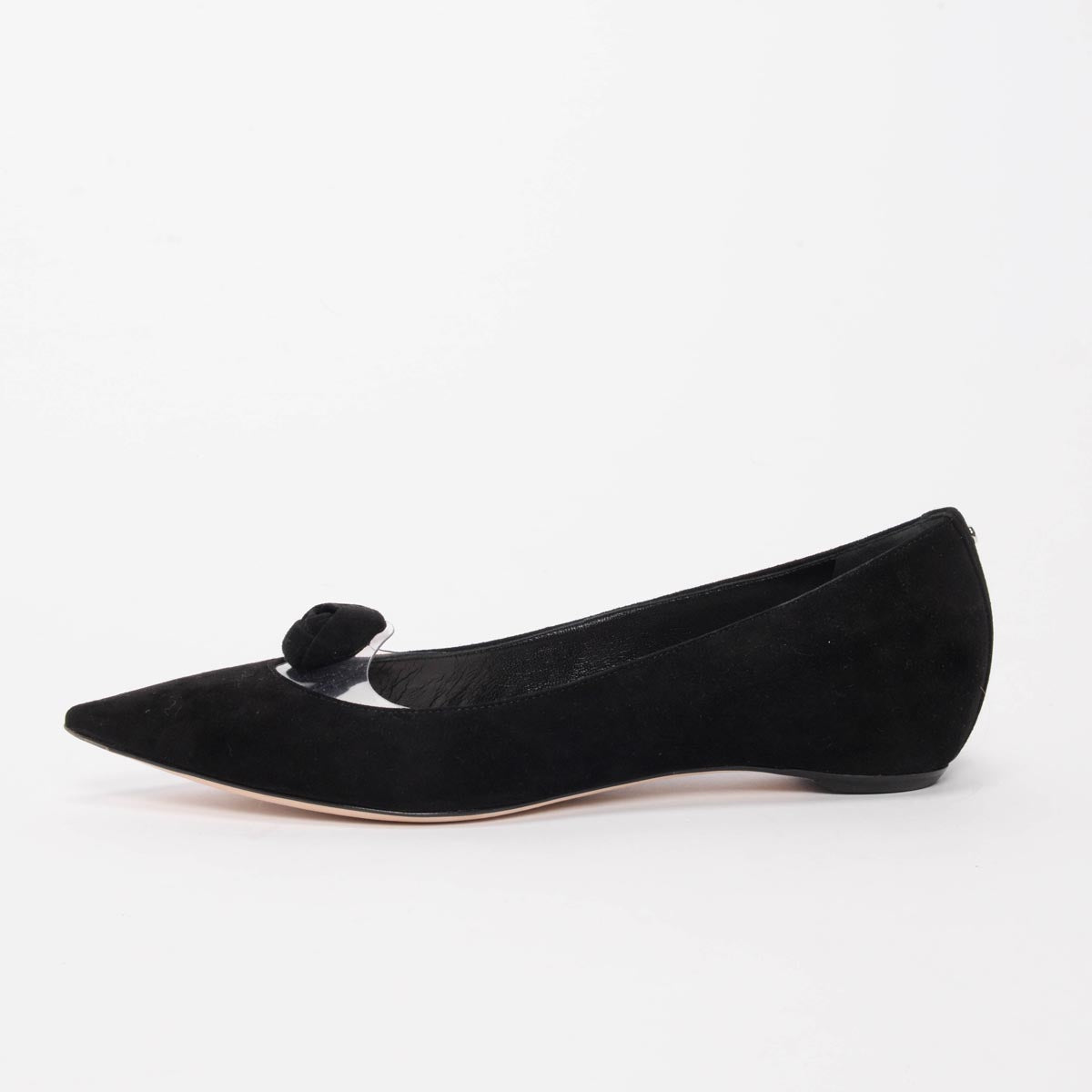 Dior Black Suede Rosette Flats 39.5