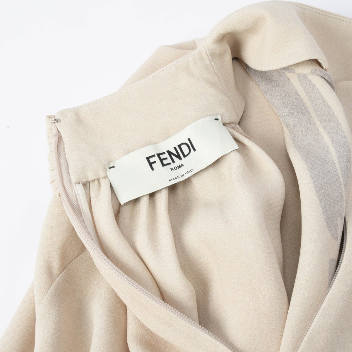 Fendi Beige Silk Asymetric Brush Stroke Blouse IT 40