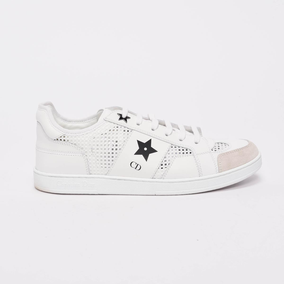 Dior White Suede & Mesh Star Sneakers 38