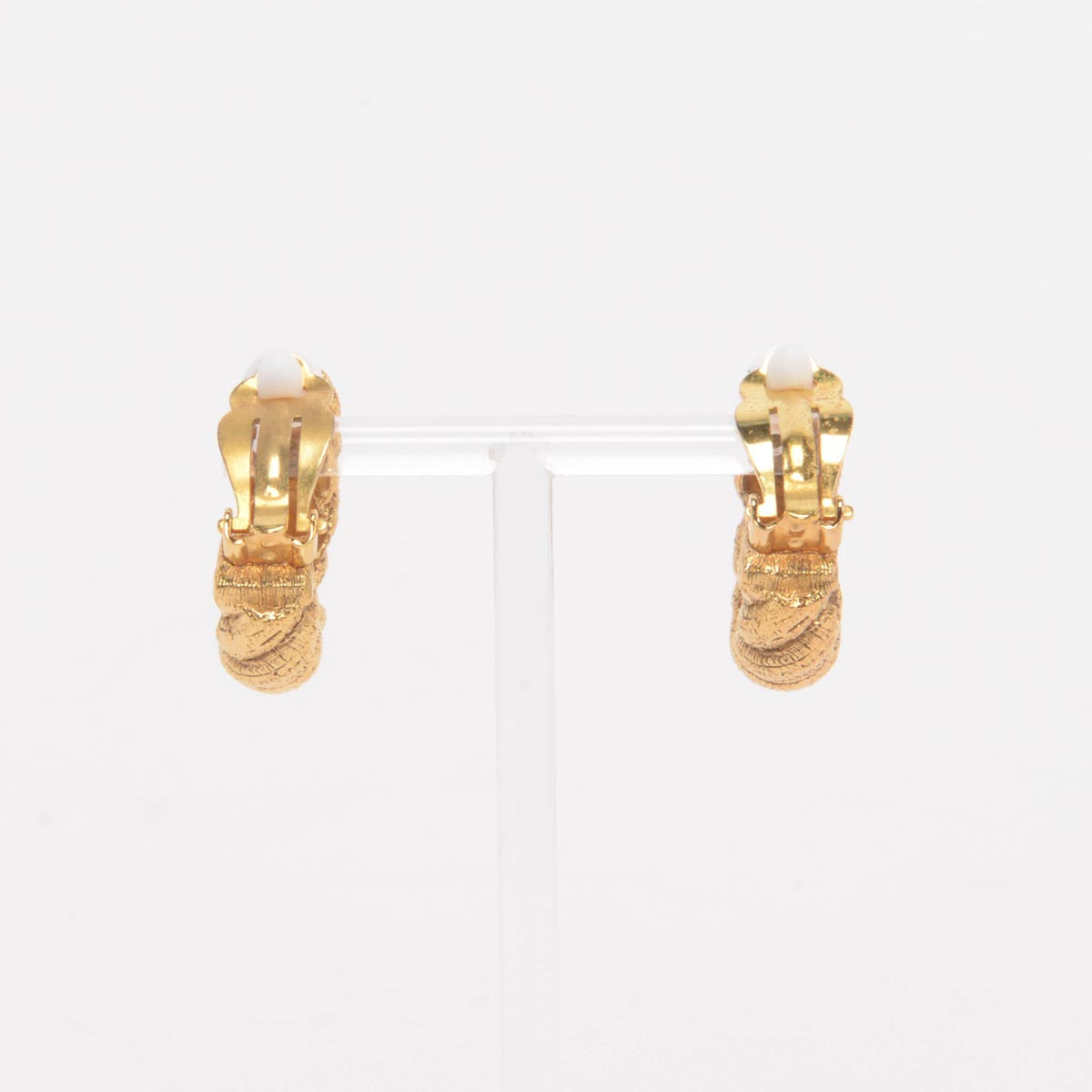 Chanel Vintage Gold Twisted Hoop Clip-On Earrings