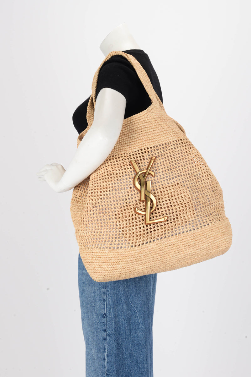 Saint Laurent Natural Raffia Icare Tote