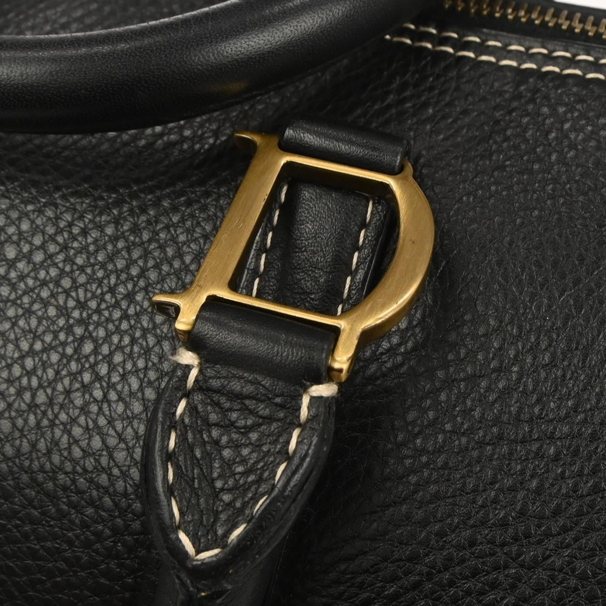 Dior Medium Black Grained Leather Boston Bag
