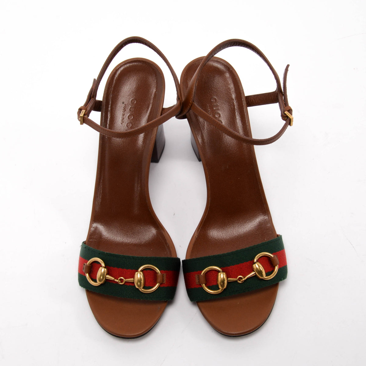 Gucci Brown Leather Vintage Web Horsebit Sandals 39