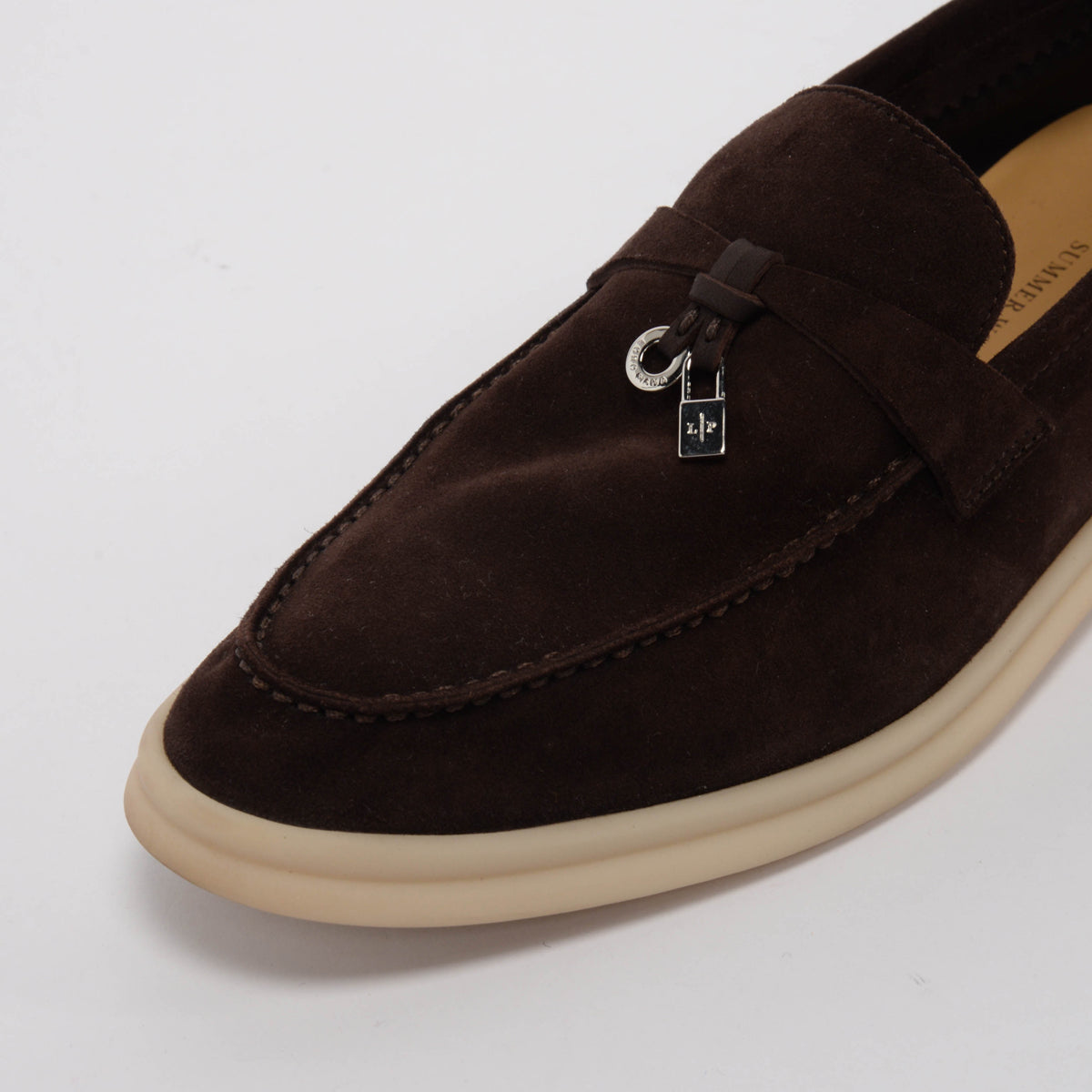 Loro Piana Chocolate Suede Summer Charms Walk Loafers 38