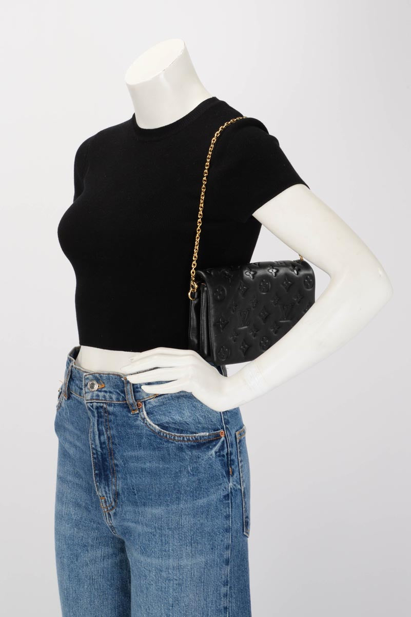 Louis Vuitton Black Monogram Lambskin Coussin Pochette