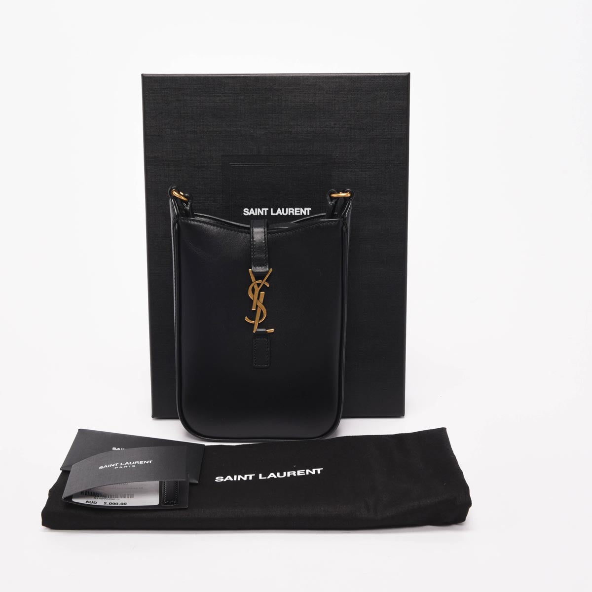 Saint Laurent Black Calfskin Le 5 A 7 Vertical Mini Bag