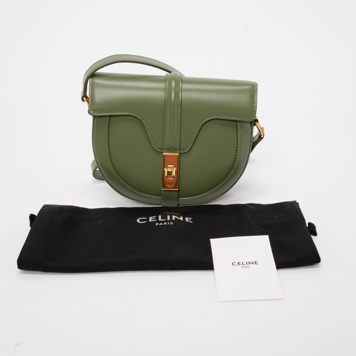 Celine Light Khaki Satinated Calfskin Small Besace 16 Bag