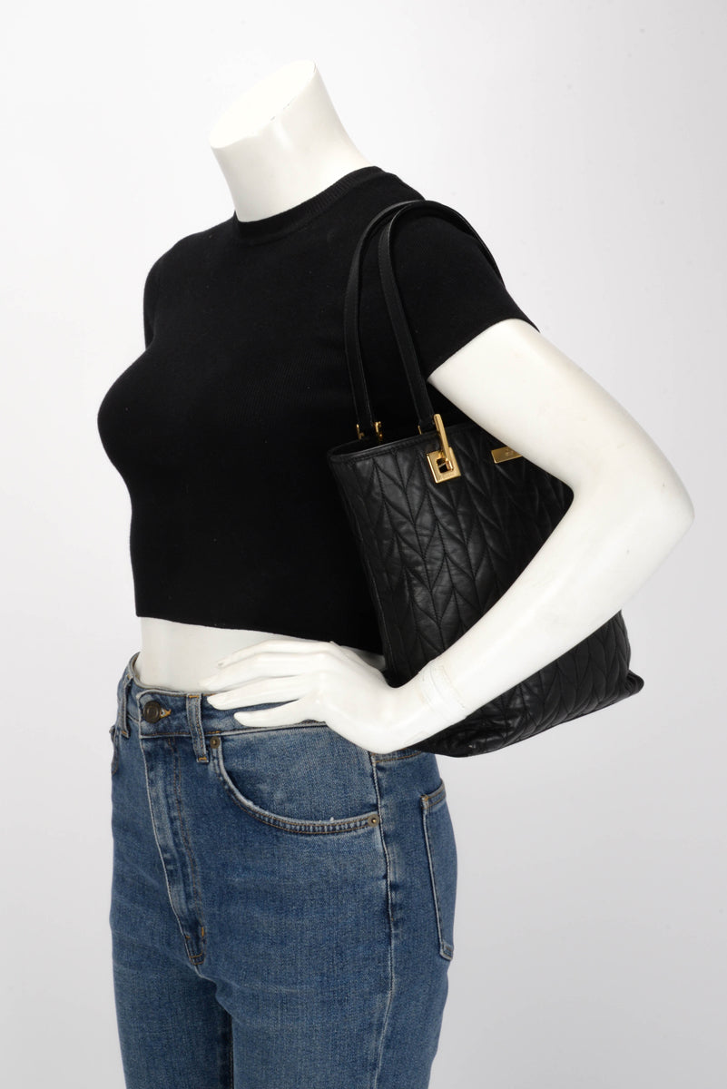 Gucci Black Matelasse Bucket Tote