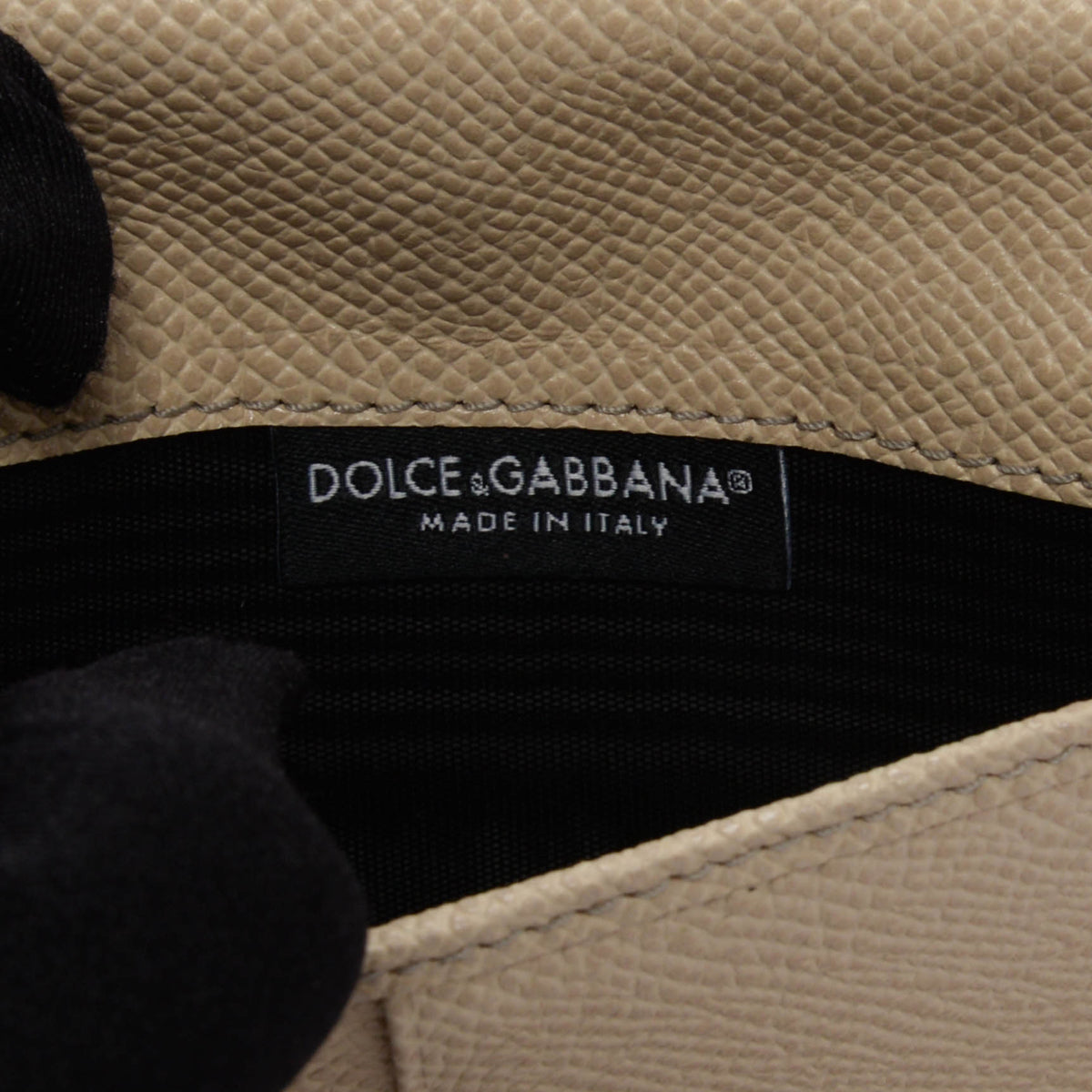 Dolce & Gabbana Cream Grained Calfskin Miss Sicily Wallet On Chain