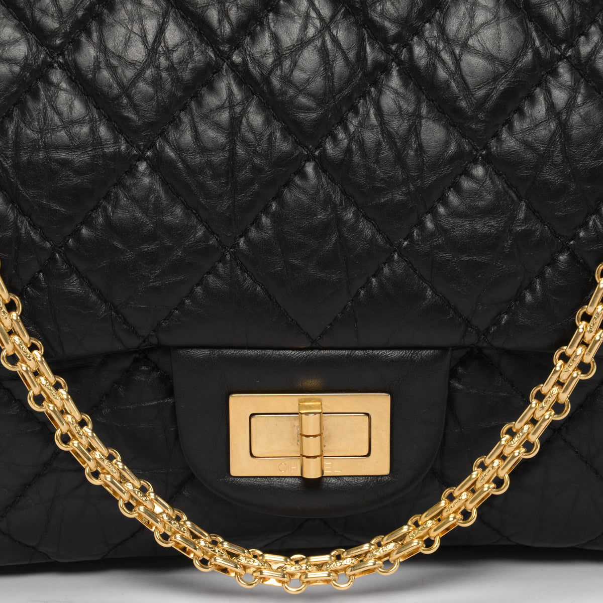 Chanel Black Distressed Calfskin Reissue 226 Flap Bag