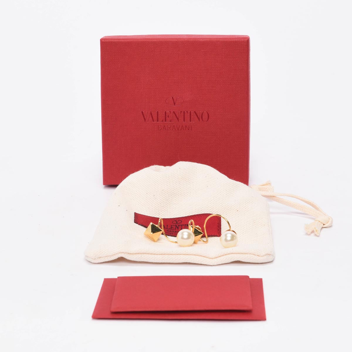 Valentino Gold Pearl Rockstud Earrings