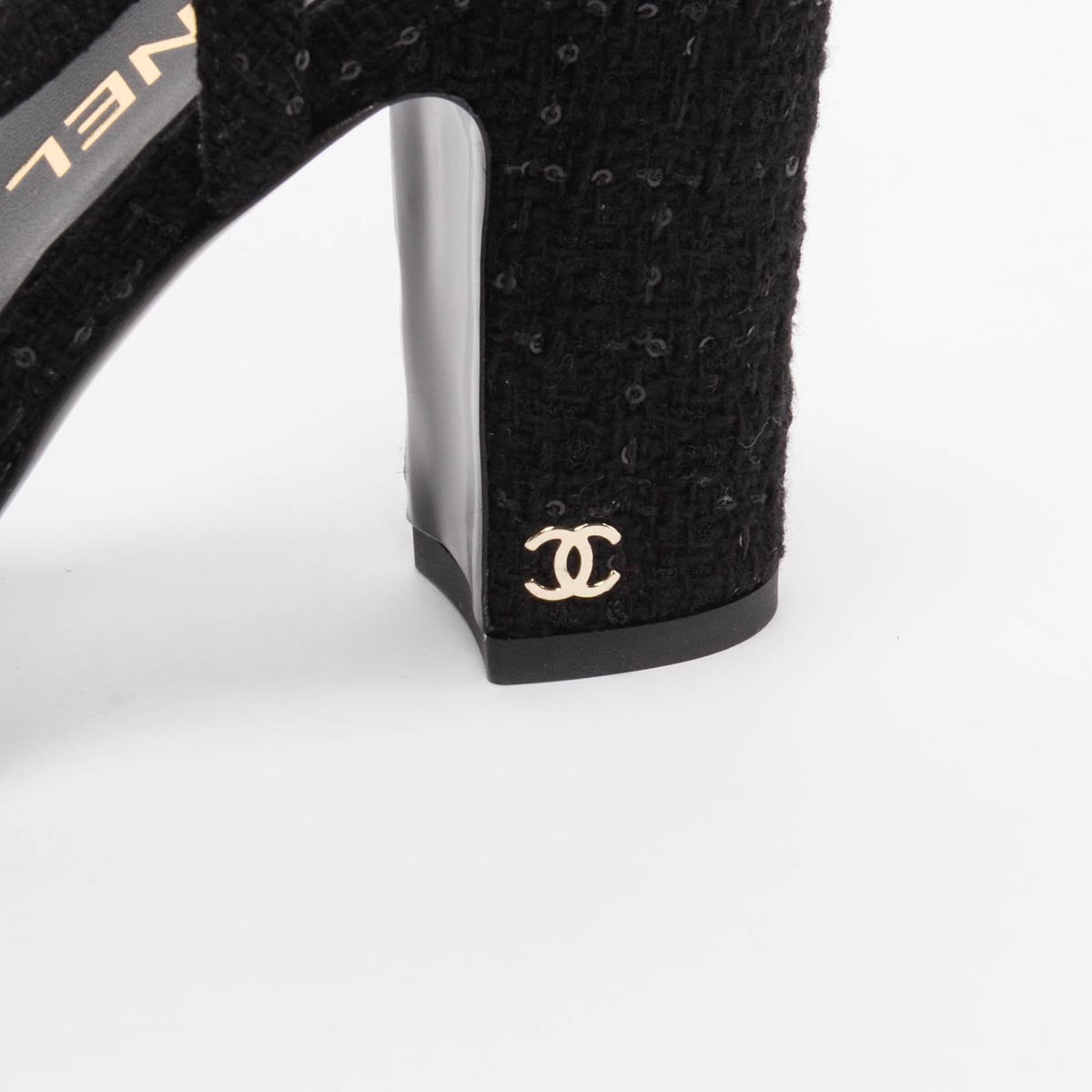 Chanel Black Sequin Tweed Slingback Pumps 38