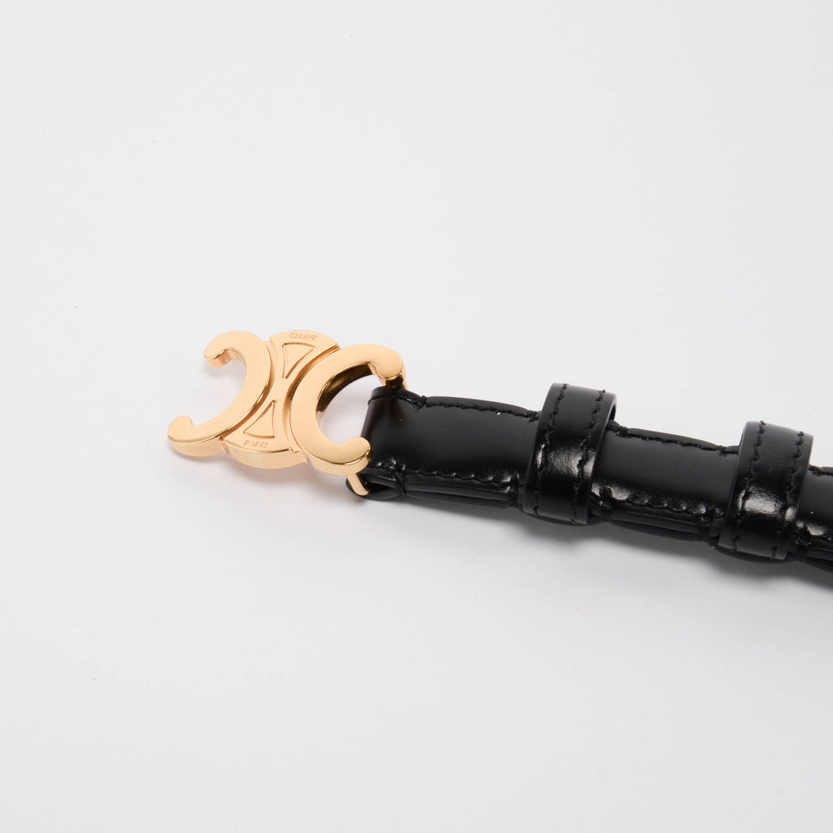 Celine Black Taurillon Triomphe 18mm Belt