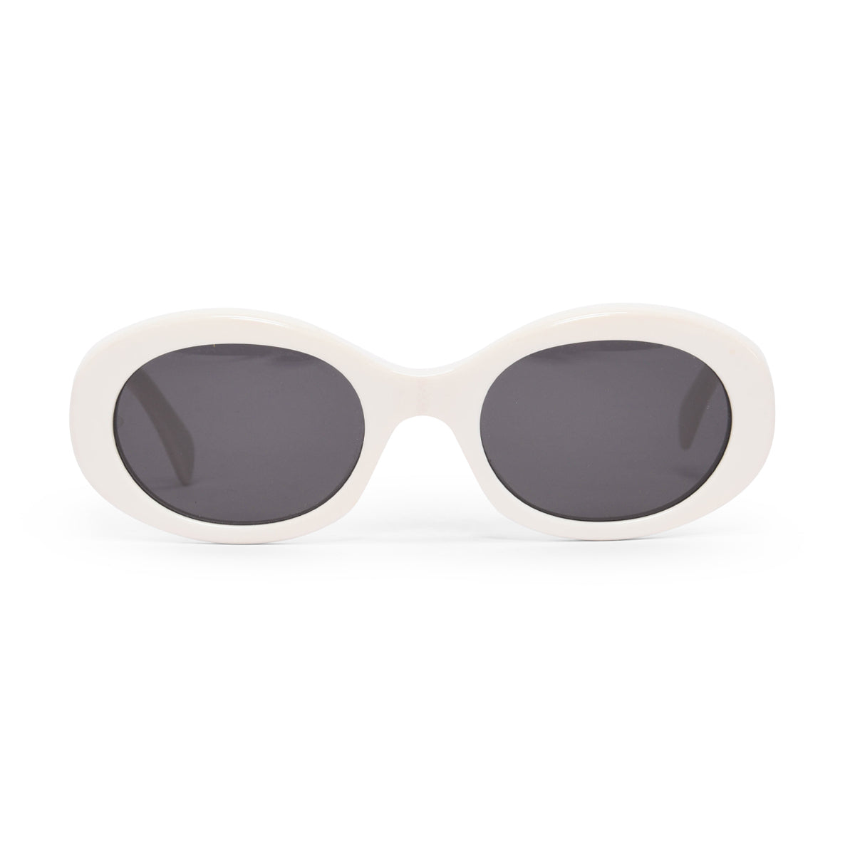 Celine White Triomphe Oval Sunglasses