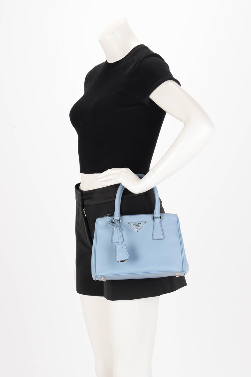 Prada Astrale Blue Saffiano Lux Small Galleria Bag