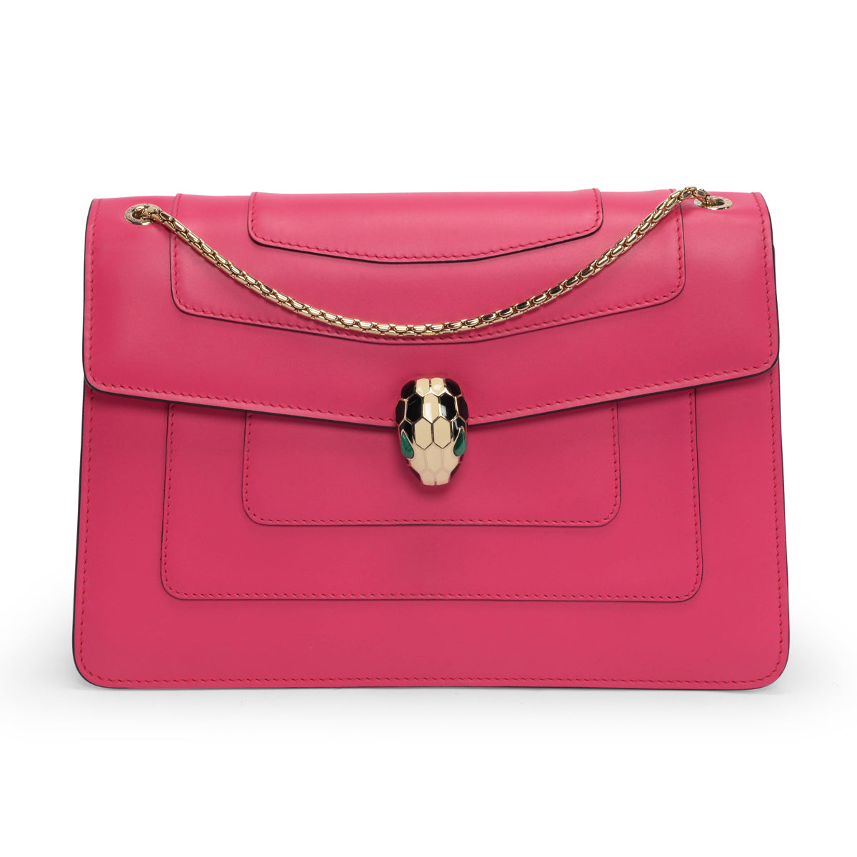 Bulgari Hot Pink Calfskin Serpenti Forever Bag