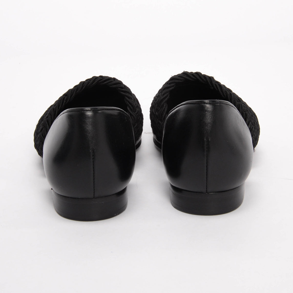 Loewe Black Leather Flex Braided D'orsay Flats 36