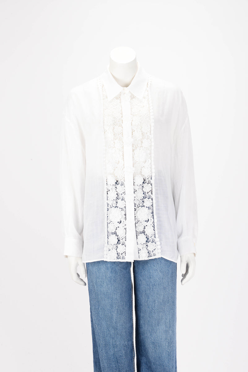 Zimmermann White Raie Lace Flower Shirt 4