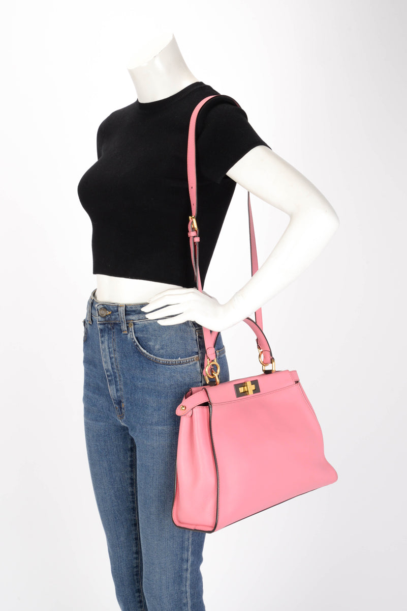 Fendi Pink Calfskin Medium Peekaboo Bag