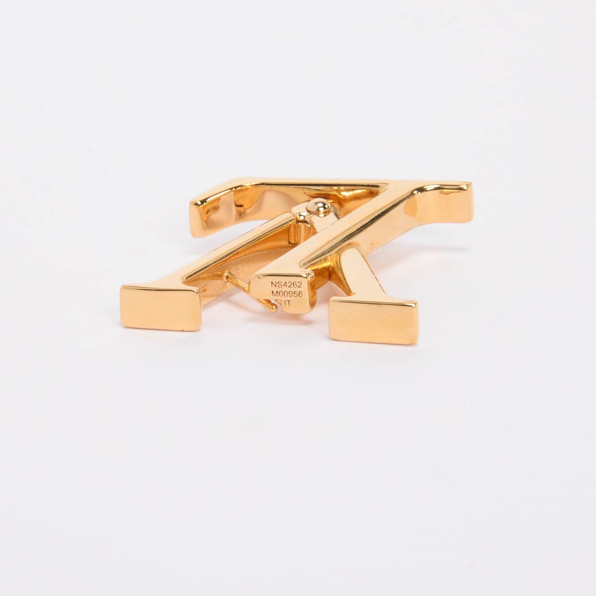 Louis Vuitton Gold Tone Macro LV Earrings