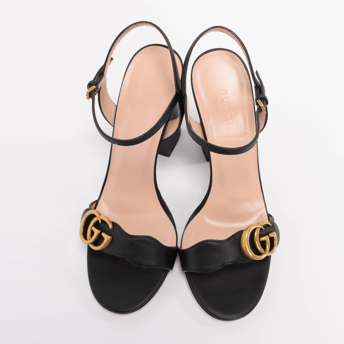 Gucci Black Leather Lifford Sandals 38.5