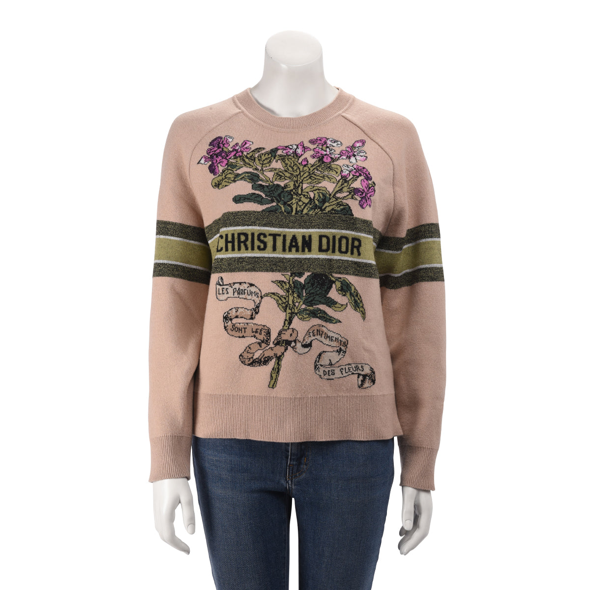 Dior Dusty Pink Cashmere Blend Fleurs Bibliques Sweater FR 34