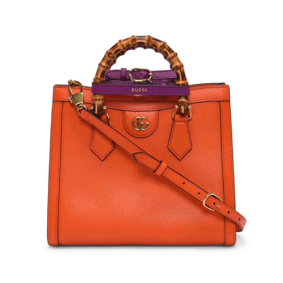 Gucci Orange Grained Leather Medium Diana Bag