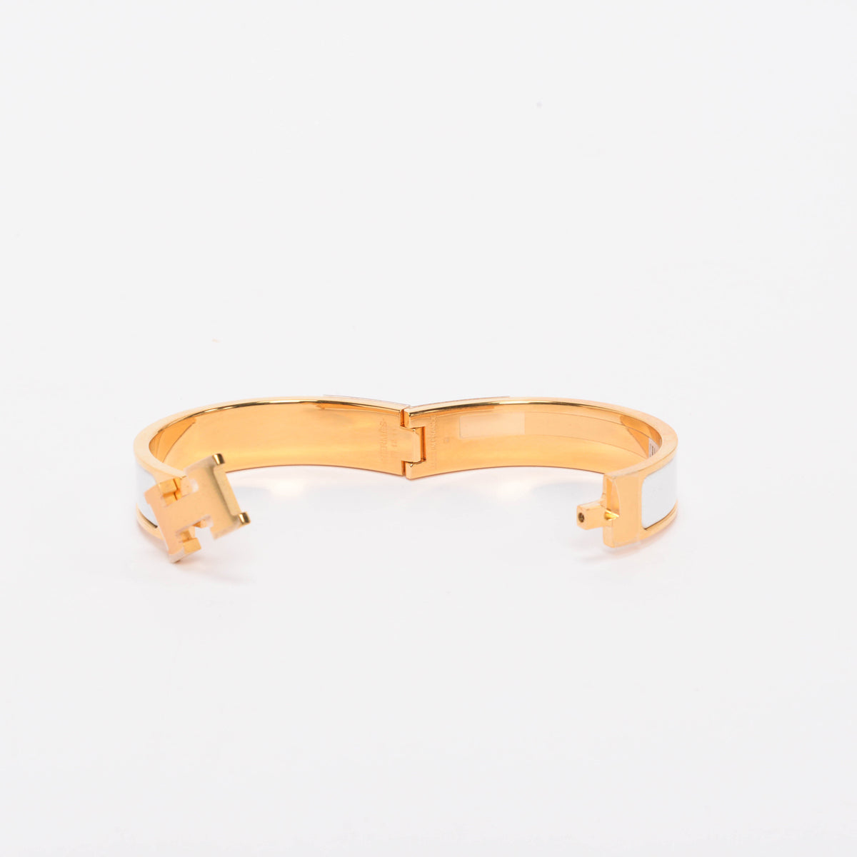 Hermes Blanc Gold Plated Enamel Clic H Bracelet