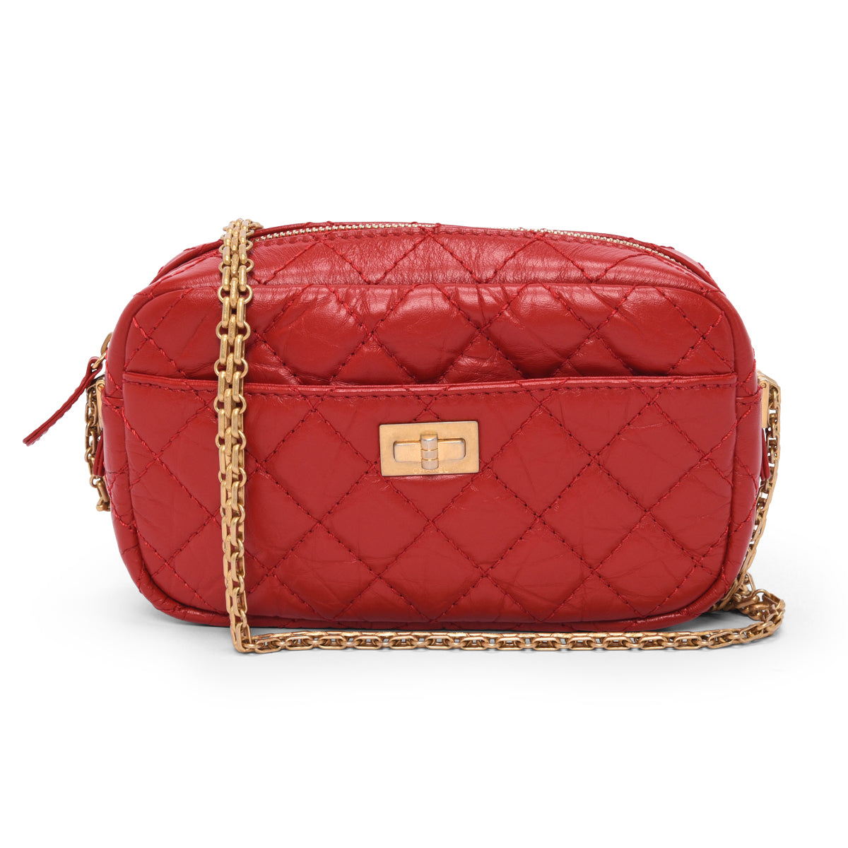 Chanel Red Aged Quilted Calfskin Mini Reissue Camera Case